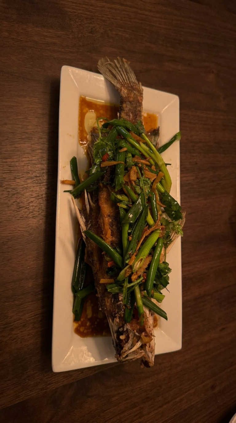 Whole fish with ginger and shallot